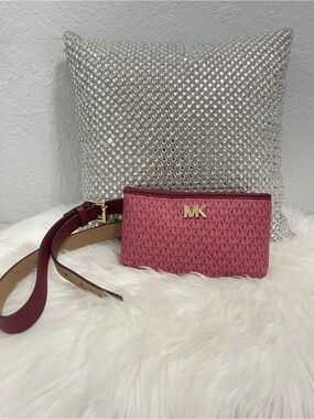 Michael Kors Pink and Red Logo Crossbody Belt Bag